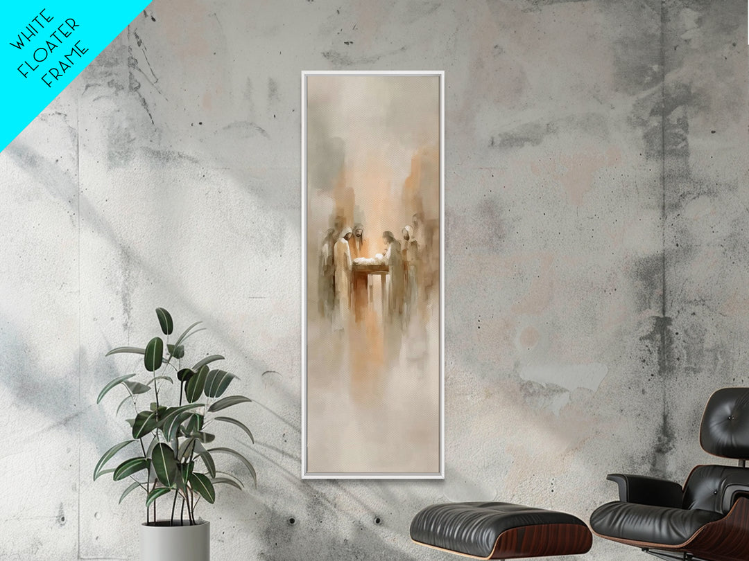 Nativity Dawn Light – Framed Canvas Print – Tall Narrow Wall Art – Christian Christmas Art – Jesus Art – Jesus Painting – Christian Art Can