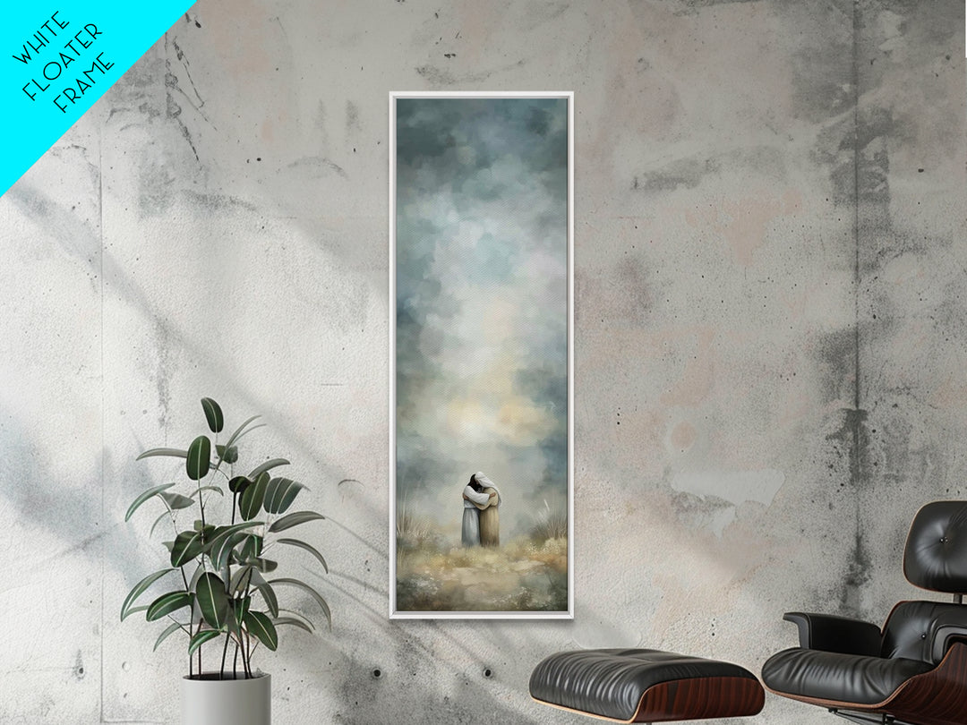 Embrace of Grace | Framed Canvas Print | Christian Wall Art | Christian Art Canvas | Christian Painting | Subtle Christian Art | Narrow Art
