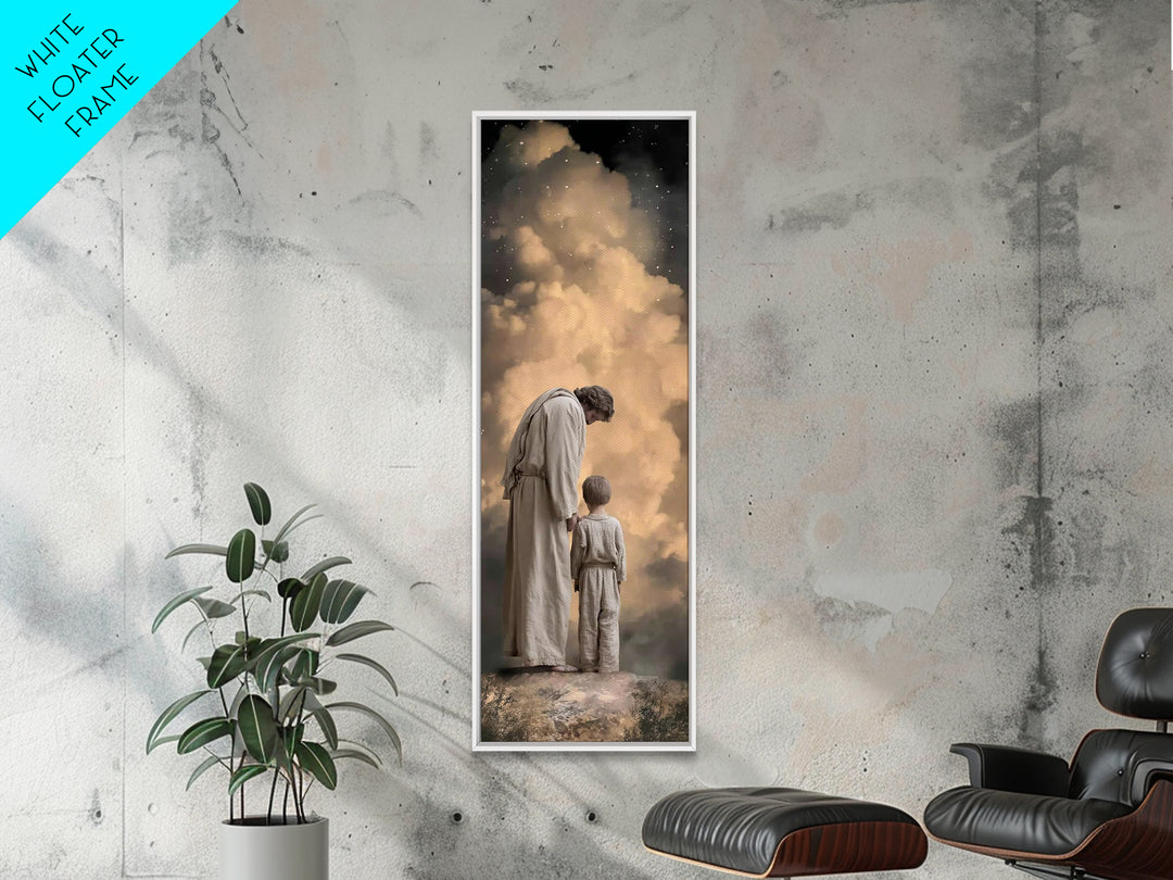 Guiding Hope Light – Framed Canvas Print – Christian Wall Art – Jesus Painting – Christian Art Canvas – Modern Christian Art – Tall Skinny