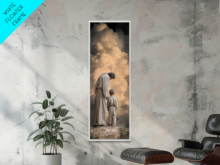 Guiding Hope Light – Framed Canvas Print – Christian Wall Art – Jesus Painting – Christian Art Canvas – Modern Christian Art – Tall Skinny