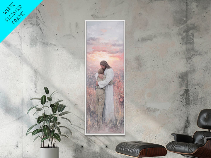 Eternal Peace Embrace – Framed Canvas Print – Jesus Painting – Christian Wall Art – Christian Art Canvas – Modern Christian Art – Tall Skin