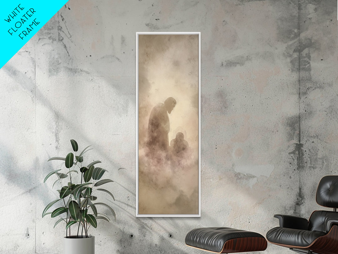 Shadowed Mercy Calm – Framed Canvas Print – Christian Art – Christian Wall Art – Christian Art Canvas – Minimalist Christian Art – Narrow A
