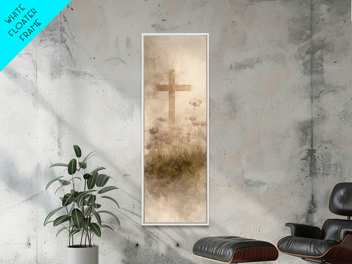 Cross Of New Dawn – Framed Canvas Print – Christian Art – Christian Wall Art – Christian Art Canvas – Modern Christian Art – Tall Narrow Wa