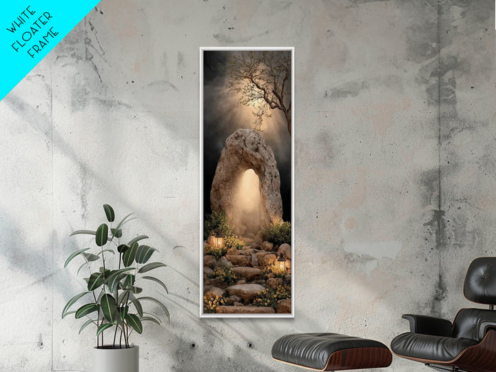 Risen Dawn Light – Framed Canvas Print – Jesus Painting – Christian Wall Art – Christian Art Canvas – Tall Narrow Wall Art