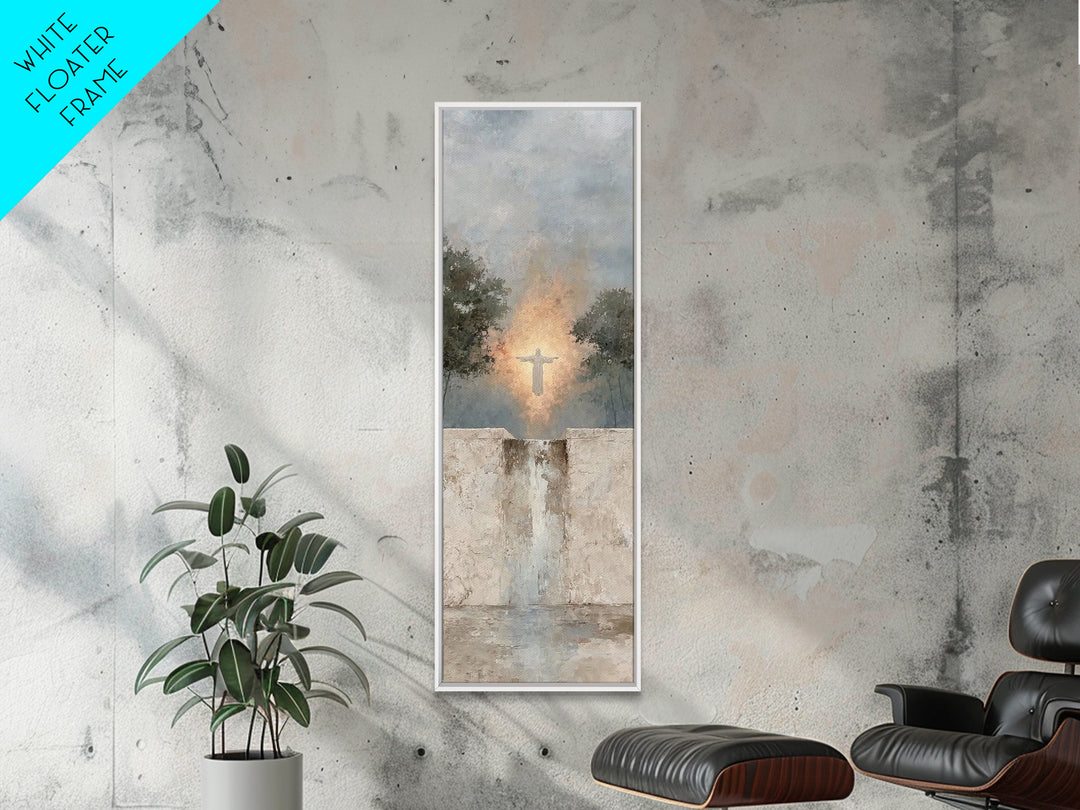 Light Of Salvation – Framed Canvas Print – Jesus Painting – Tall Narrow Wall Art – Christian Wall Art – Christian Art Canvas