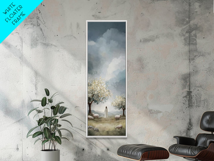 Shepherd Of Light – Framed Canvas Print – Jesus Painting – Christian Art Canvas – Tall Narrow Wall Art – Christian Wall Art
