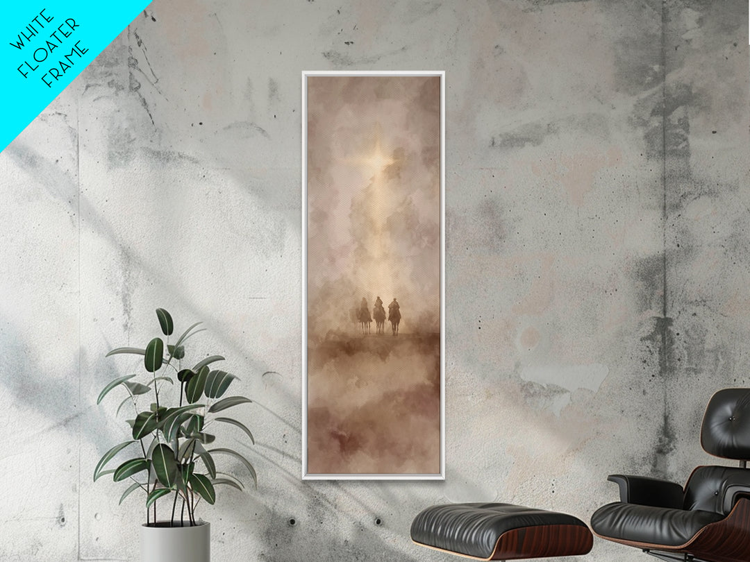 Desert Pilgrims | Framed Canvas Print | Tall Skinny Art Print | Christian Wall Art | Christian Art Canvas | Christmas Art