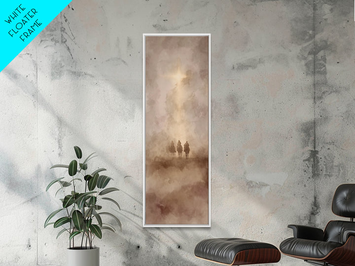 Desert Pilgrims | Framed Canvas Print | Tall Skinny Art Print | Christian Wall Art | Christian Art Canvas | Christmas Art