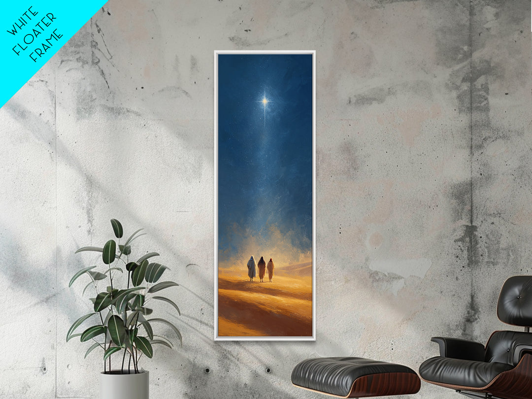 The Guiding Star – Framed Canvas Print – Christian Wall Art – Tall Narrow Wall Art – Christian Art Canvas – Christmas Art