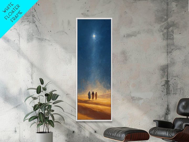 The Guiding Star – Framed Canvas Print – Christian Wall Art – Tall Narrow Wall Art – Christian Art Canvas – Christmas Art