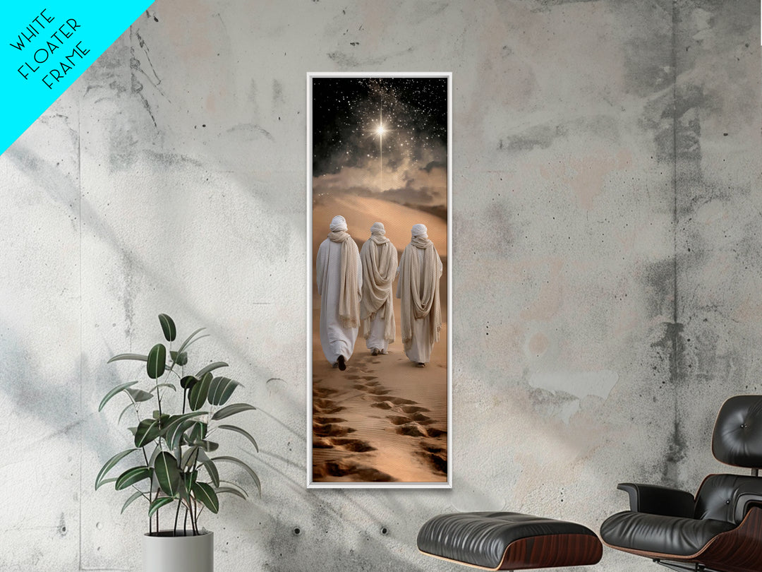 Desert Pilgrimage – Framed Canvas Print – Christian Art Canvas – Narrow Art – Christian Christmas Art – Christian Wall Art