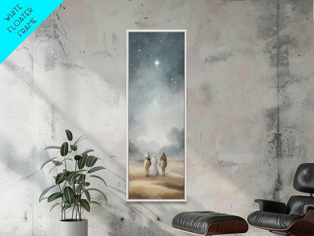 Sacred Night Path – Framed Canvas Print – Christian Art Canvas – Tall Narrow Wall Art – Christmas Wall Art – Christian Art