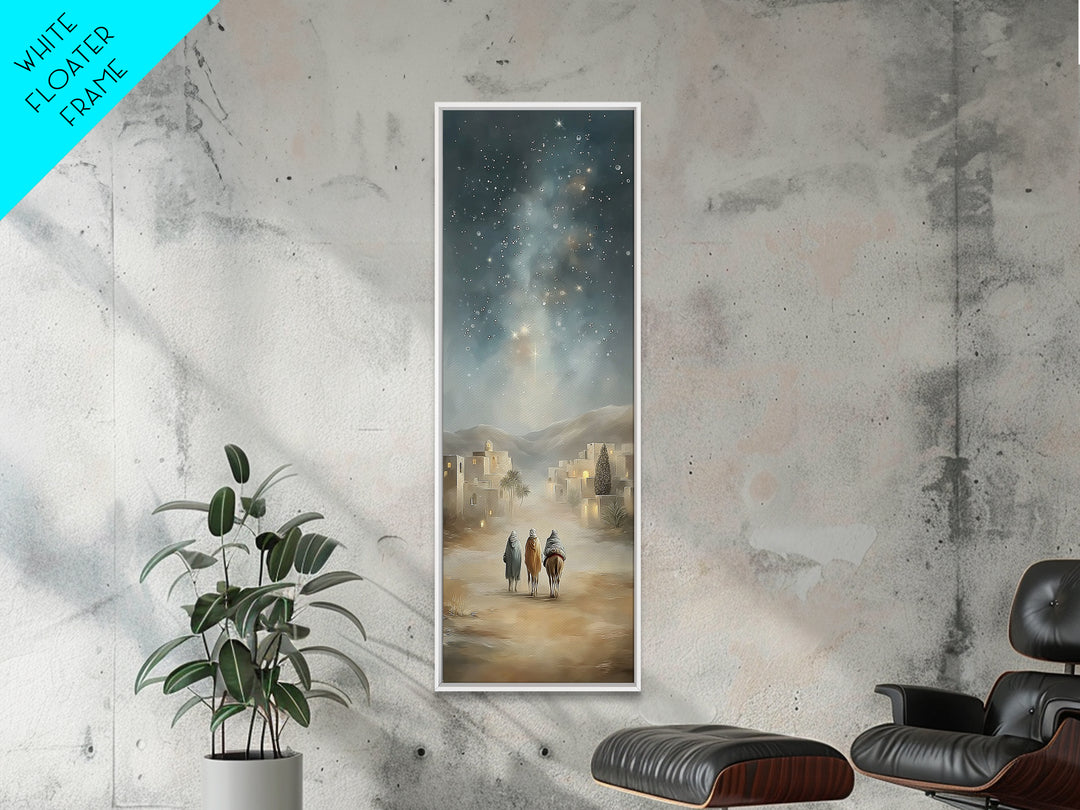 Bethlehem Wayfarers – Framed Canvas Print – Christian Christmas Art – Skinny Art – Christian Art Canvas – Christian Wall Art