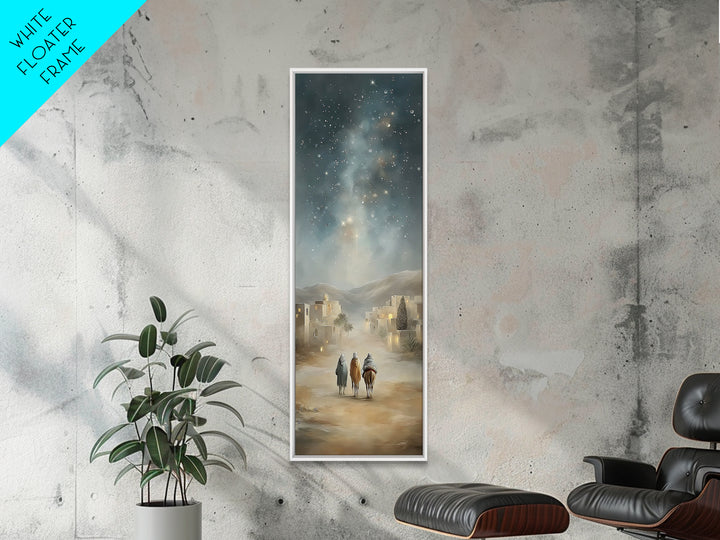 Bethlehem Wayfarers – Framed Canvas Print – Christian Christmas Art – Skinny Art – Christian Art Canvas – Christian Wall Art