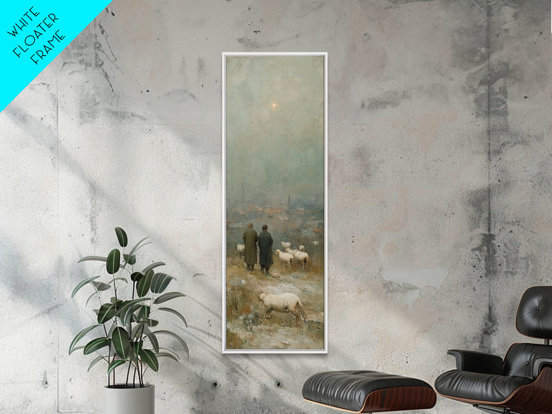 Star Of Bethlehem, Framed Canvas Print, Narrow Art, Christian Wall Art, Christian Art Print, Jesus Painting, Christmas Canvas Wall Art