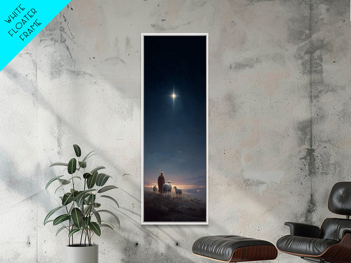 Shepherds In Wonder, Framed Canvas Print, Tall Skinny Art Print, Christian Art Canvas, Christmas Art, Christian Painting, Christian Christm