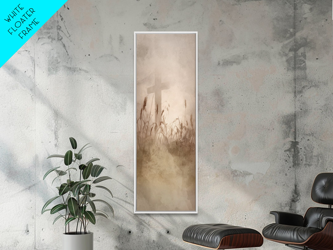 Crosswind Harvest – Framed Canvas Print – Christian Art Canvas – Christian Wall Art – Skinny Art – Subtle Christian Art – Christian Paintin
