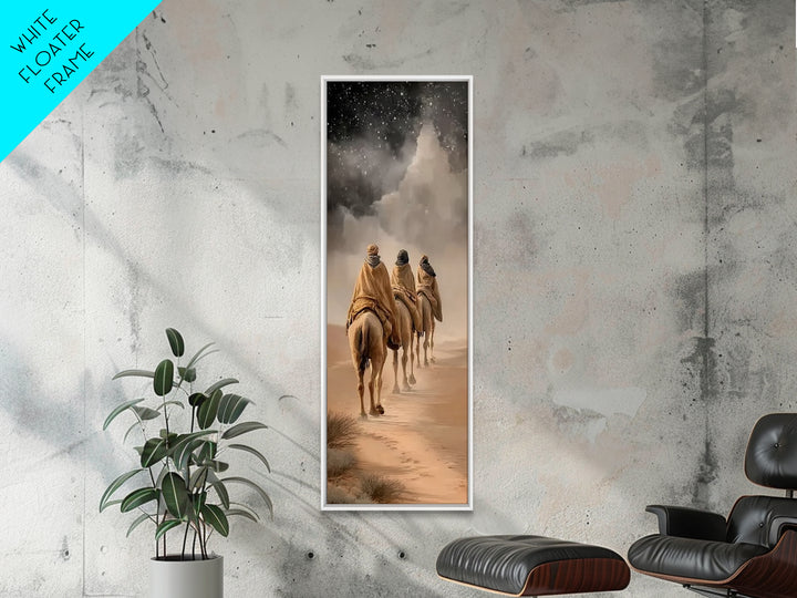 Desert Pilgrims Light – Framed Canvas Print – Christmas Art – Christian Art Canvas – Narrow Art – Christian Wall Art – Christian Christmas