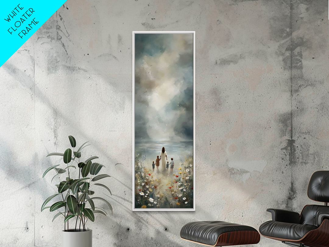 Garden Path Grace – Framed Canvas Print – Tall Narrow Wall Art – Christian Wall Art – Jesus Painting – Christian Art Canvas – Christmas Art
