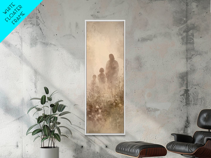 Heavenlight Meadow – Framed Canvas Print – Narrow Art – Christian Art Canvas – Jesus Painting – Christian Wall Art – Modern Christian Art –