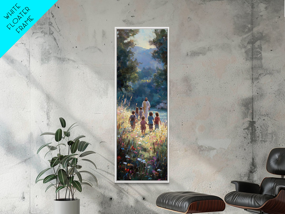 Valley Of Peace – Framed Canvas Print – Tall Skinny Art Print – Christian Art Canvas – Christian Wall Art – Jesus Painting – Modern Christi