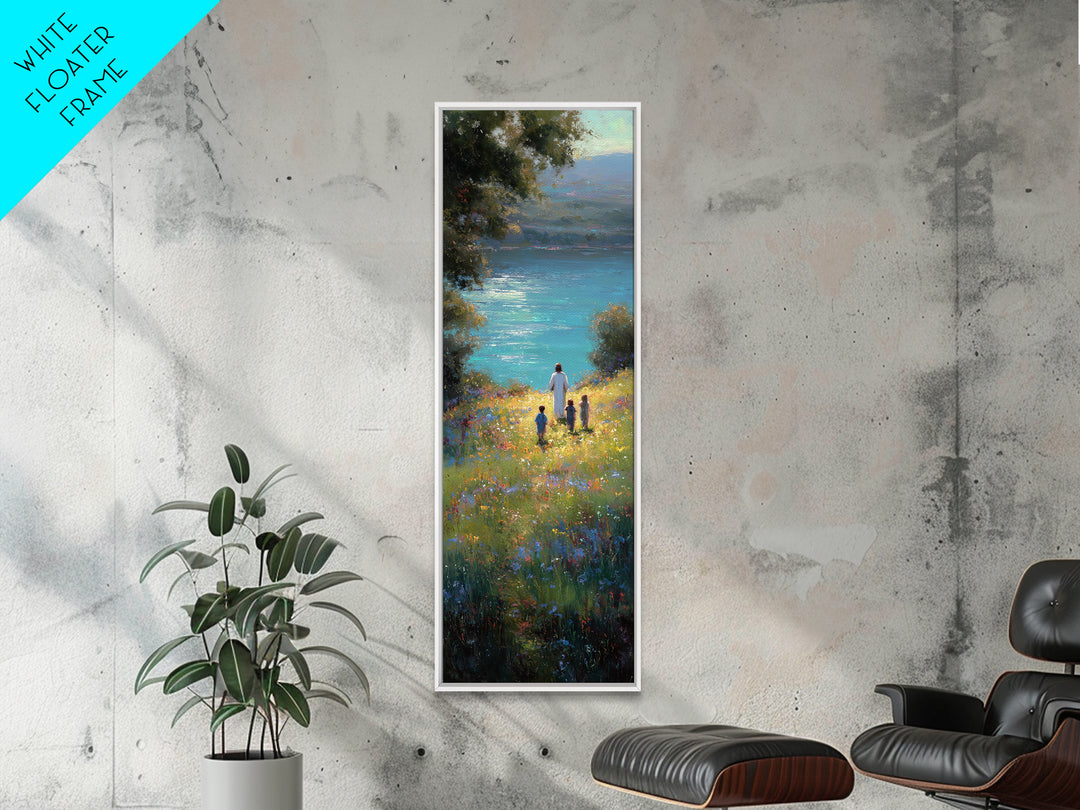 Quiet Shepherd Path – Framed Canvas Print – Tall Narrow Wall Art – Christian Art Print – Jesus Painting – Christian Wall Art – Minimalist C