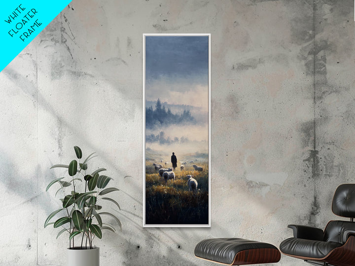 Dawn Of The Flock – Framed Canvas Print – Narrow Art – Christian Art Canvas – Christian Wall Art – Jesus Painting – Vintage Christian Art –