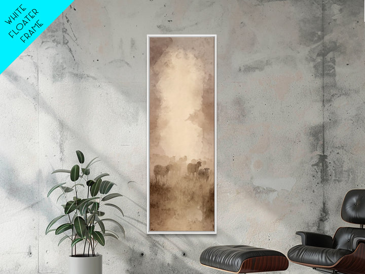 Shepherds In Stillness – Framed Canvas Print – Tall Narrow Wall Art – Christian Wall Art – Christian Art Canvas – Moody Christian Art – Jes