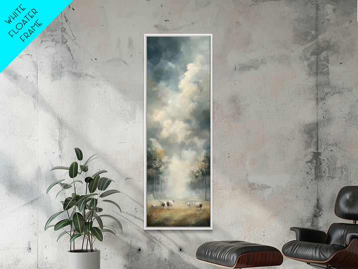 Crosslight Path – Framed Canvas Print – Narrow Art – Christian Art Canvas – Christian Wall Art – Modern Christian Art – Christmas Art – Chr
