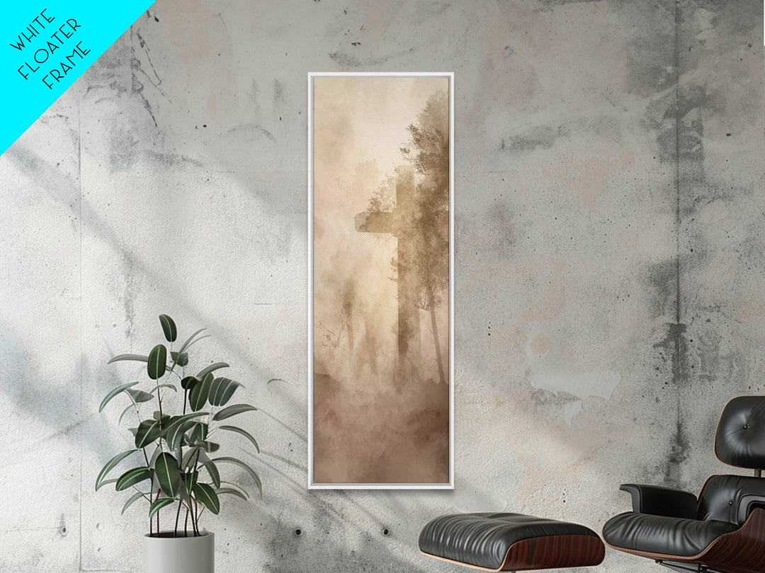 Cross Of Serenity – Framed Canvas Print – Tall Narrow Wall Art – Christian Art Canvas – Christian Wall Art – Moody Christian Art – Christma