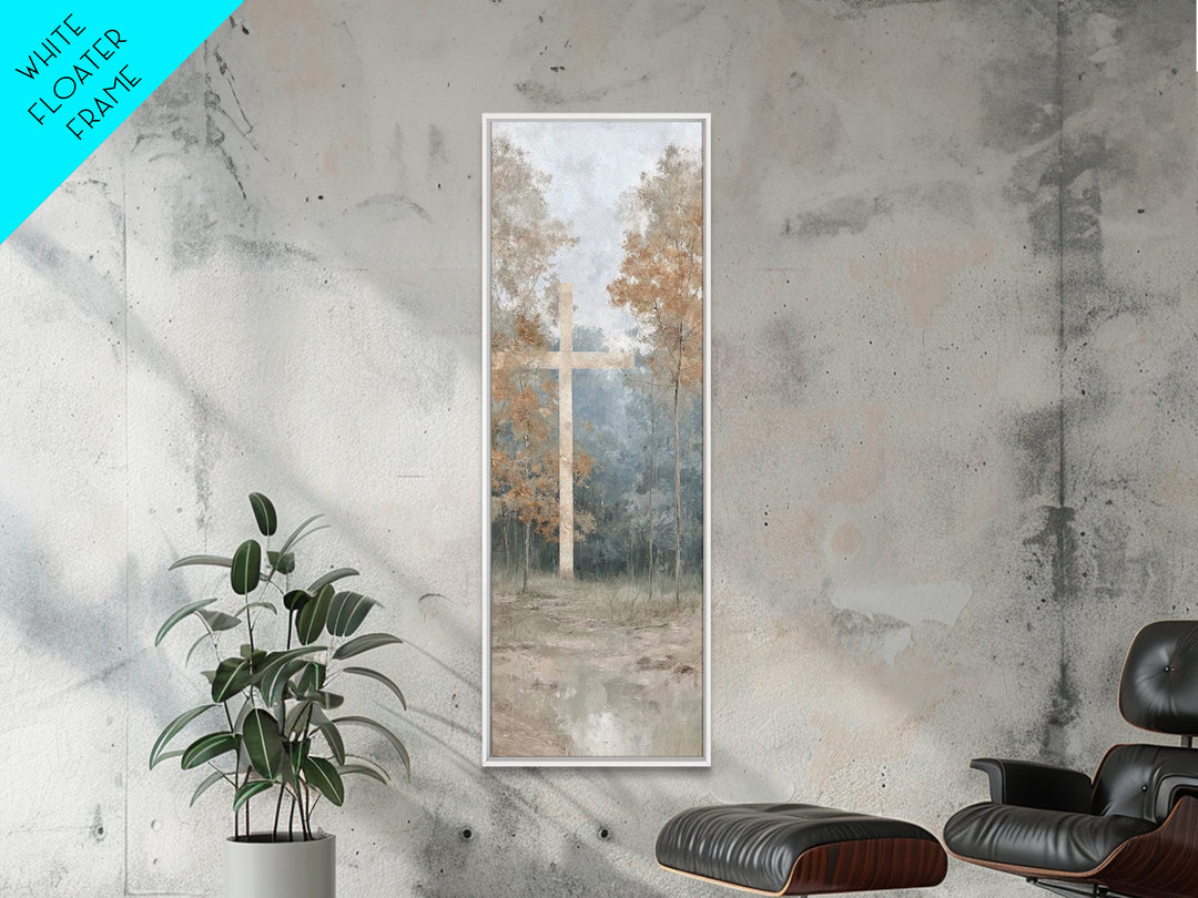 Cross Of Dawn | Framed Canvas Print | Tall Narrow Wall Art | Christian Art | Christian Canvas Art | Jesus Painting | Christmas Art | Christ