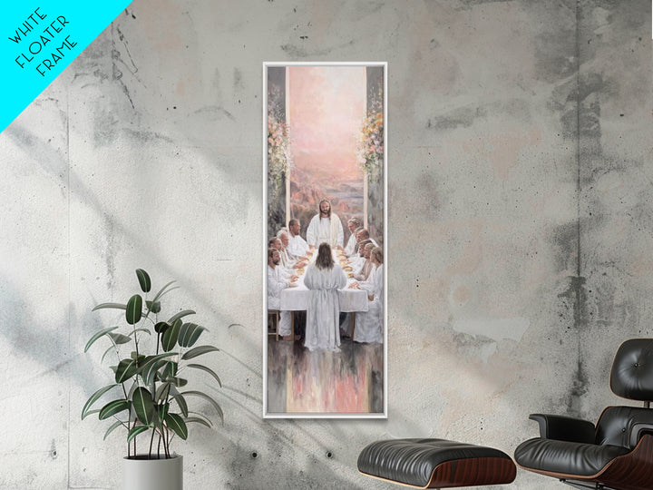 Supper Of Light – Framed Canvas Print – Christian Wall Art – Jesus Painting – Narrow Art – Modern Christian Art – Christian Christmas Art