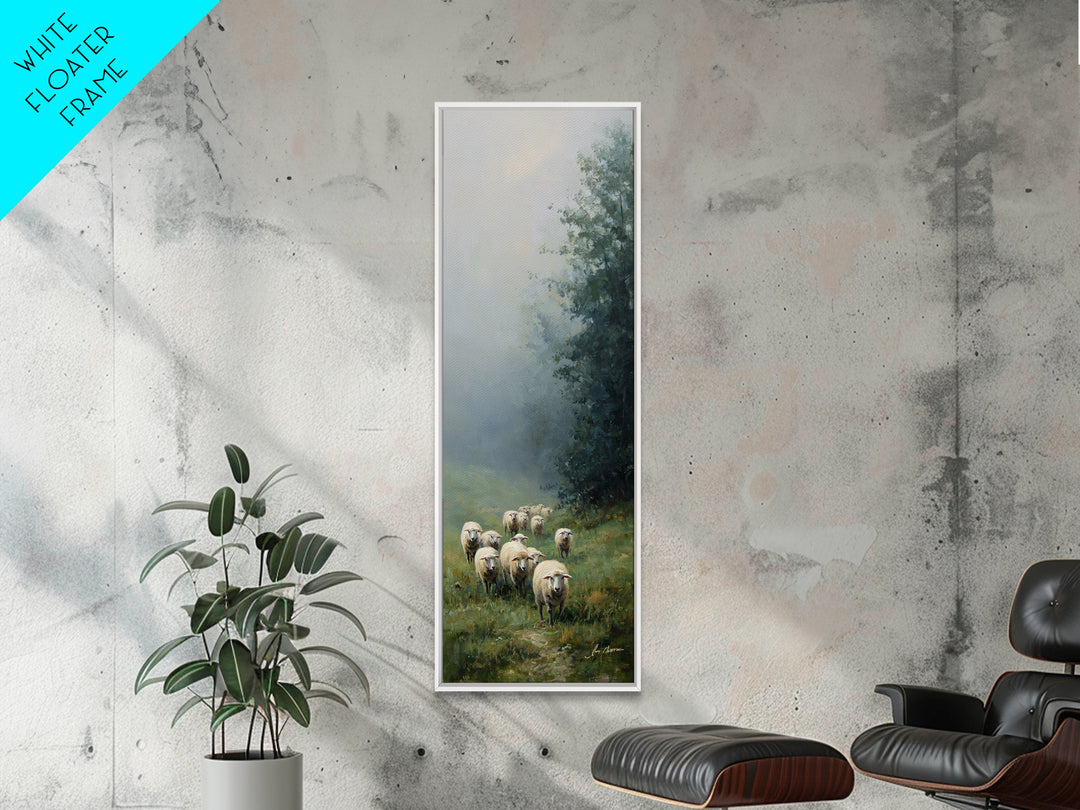Morning Flock Grace – Framed Canvas Print – Christian Art Canvas – Christian Wall Art – Pastoral Scenery – Subtle Christian Art – Christmas