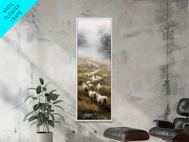 Misty Hills Flock – Framed Canvas Print – Christian Art Canvas – Christian Wall Art – Pastoral Scenery – Moody Christian Art – Christmas Ar