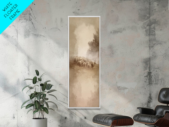 Shepherds In Light – Framed Canvas Print – Tall Narrow Wall Art – Christian Wall Art – Christian Art Canvas – Christmas Art – Pastoral Scen