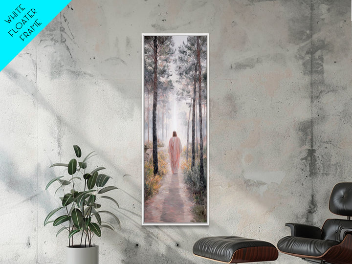Walk Into Light – Framed Canvas Print – Tall Narrow Wall Art – Christian Wall Art – Moody Christian Art – Christian Art Canvas – Christmas