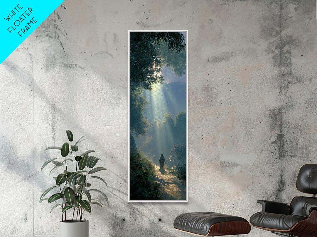 Sacred Woodland Path – Framed Canvas Print – Narrow Art – Christian Art Canvas – Christian Wall Art – Moody Christian Art – Christmas Art