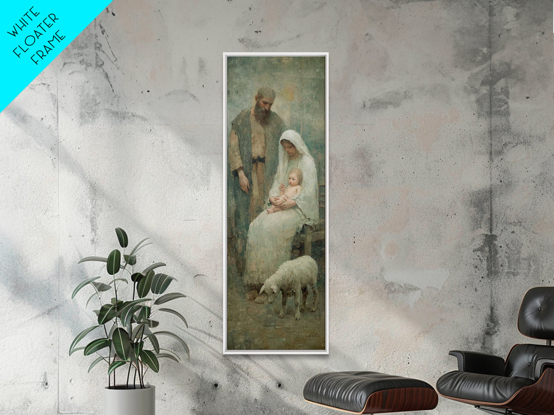 Holy Family Dawn – Framed Canvas Print – Tall Skinny Art Print – Christian Wall Art – Christmas Art – Christian Canvas – Jesus Painting
