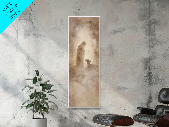 Silent Devotion | Framed Canvas Print | Narrow Art | Christian Wall Art | Christian Christmas Art | Christian Decor | Jesus Painting