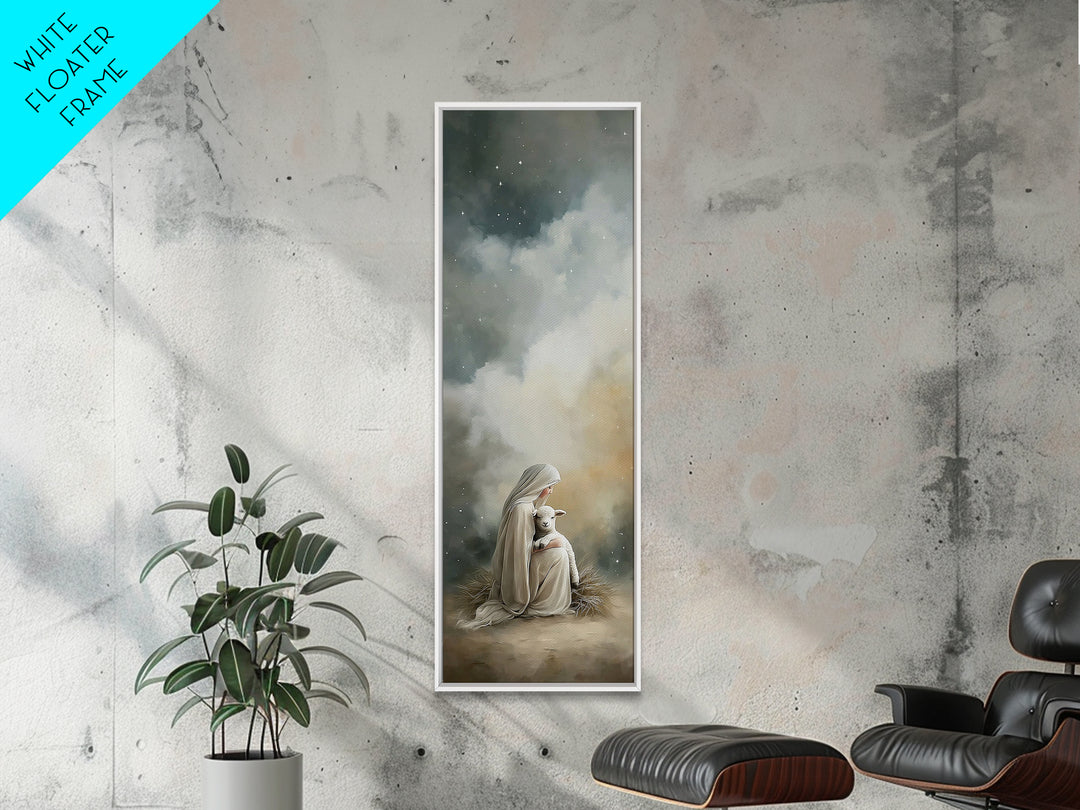Starry Nativity – Framed Canvas Print – Skinny Art – Christian Wall Art – Christmas Art – Christian Art Canvas – Jesus Christmas Art
