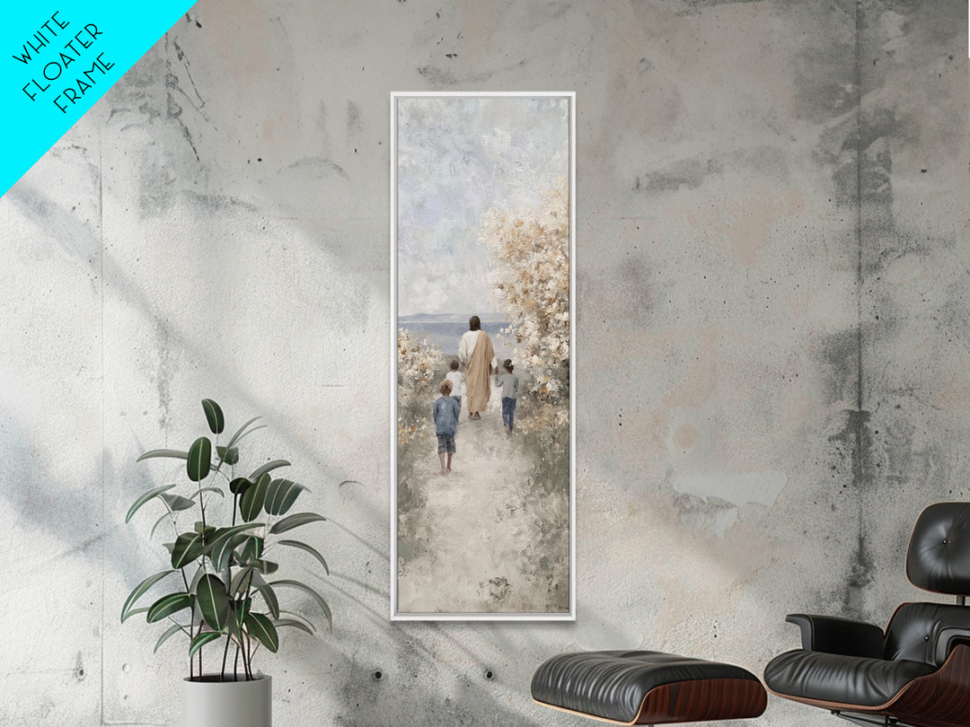 Spring Path Blessing – Framed Canvas Print – Tall Narrow Wall Art – Christian Wall Art – Jesus Painting – Christian Art Canvas – Christian