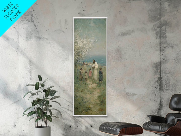 Gathered In Faith | Framed Canvas Print | Narrow Art | Christian Art Canvas | Jesus Painting | Christian Wall Art | Christian Gift Ideas