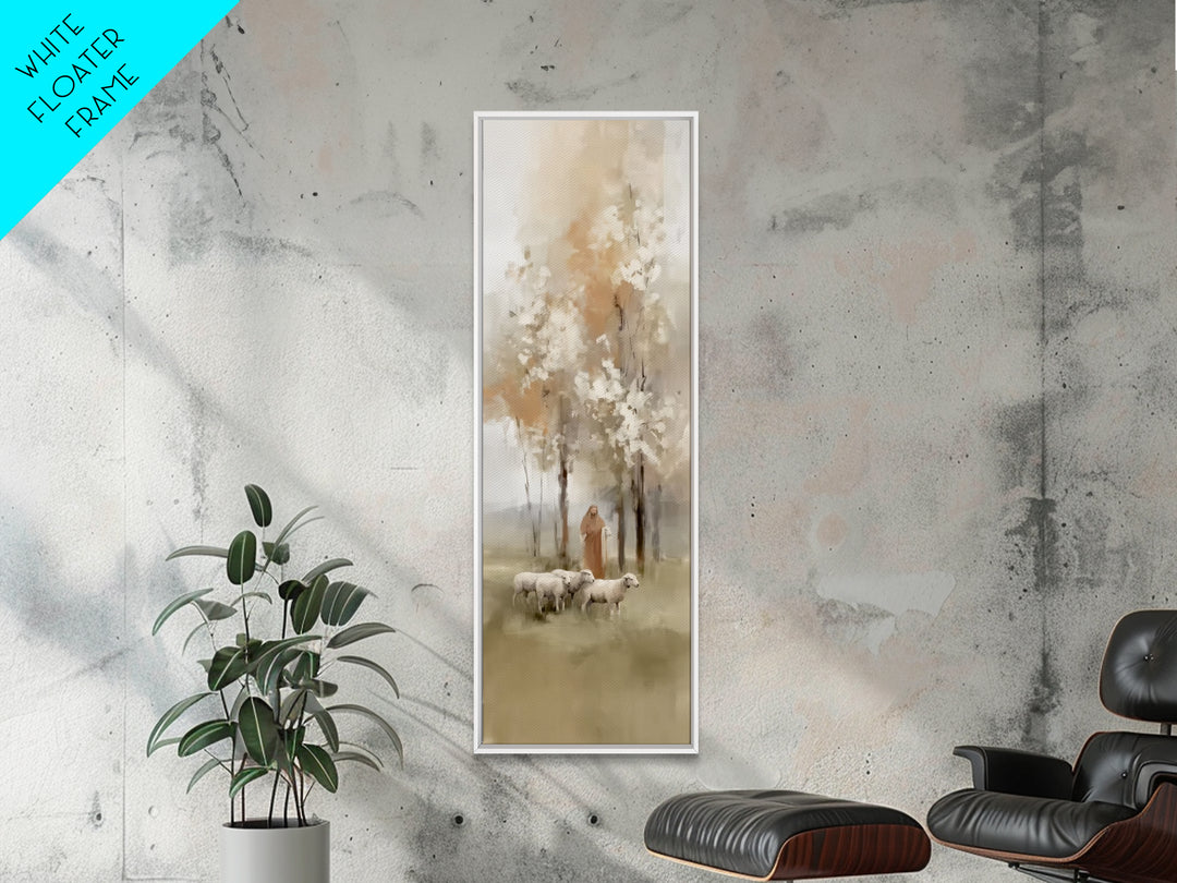 Light Of The Shepherd – Framed Canvas Print – Skinny Art – Christian Art Canvas – Christian Wall Art – Jesus Painting – Christian Gift
