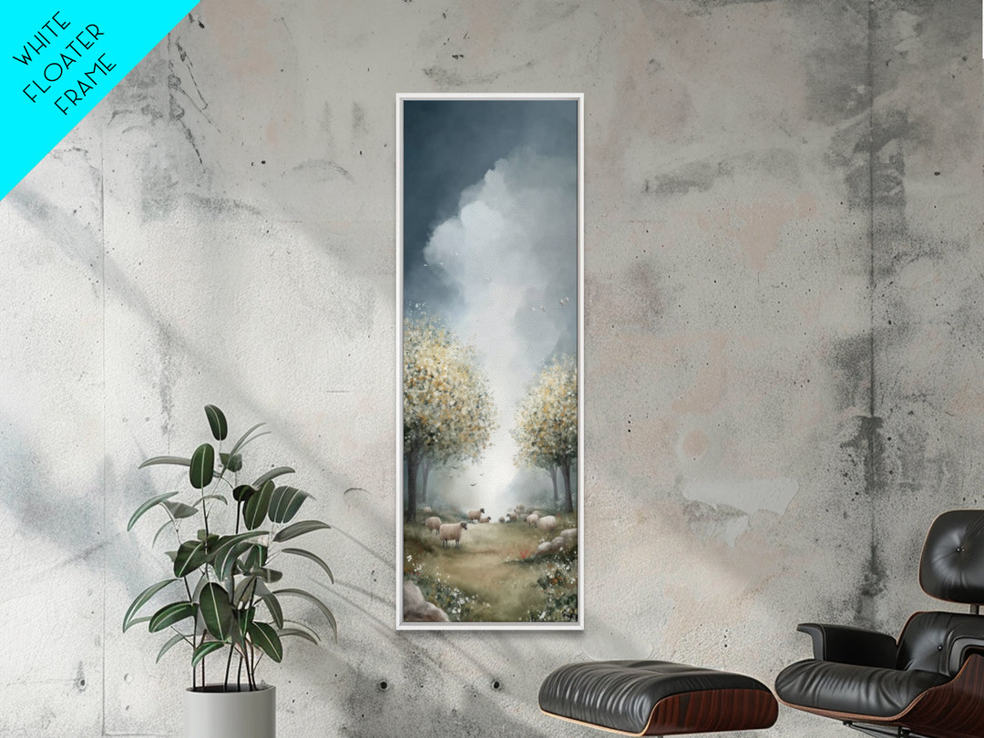 Holy Pasture Calm – Framed Canvas Print – Christian Art Canvas – Christian Wall Art – Tall Narrow Wall Art – Jesus Painting – Christian Chr
