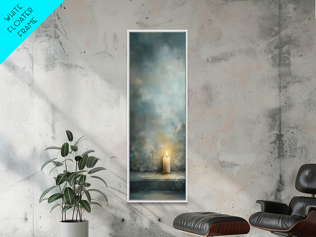 Candle Of Mercy – Framed Canvas Print – Christian Wall Art – Narrow Art – Christian Art Canvas – Christian Christmas Art – Christian Decor