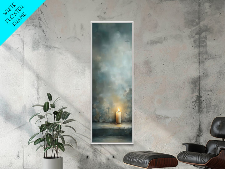 Candle Of Mercy – Framed Canvas Print – Christian Wall Art – Narrow Art – Christian Art Canvas – Christian Christmas Art – Christian Decor