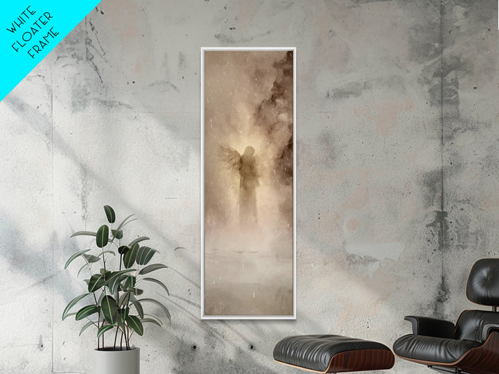 Angel Of Stillness – Framed Canvas Print – Christian Wall Art – Minimalist Christian Art – Tall Skinny Art Print – Christian Art Canvas