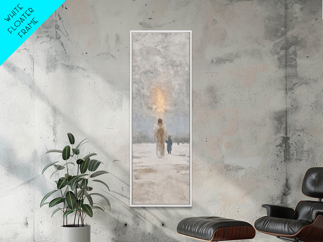 Guardian Of Light – Framed Canvas Print – Christian Art Canvas – Christian Wall Art – Narrow Art – Christmas Art – Christian Christmas