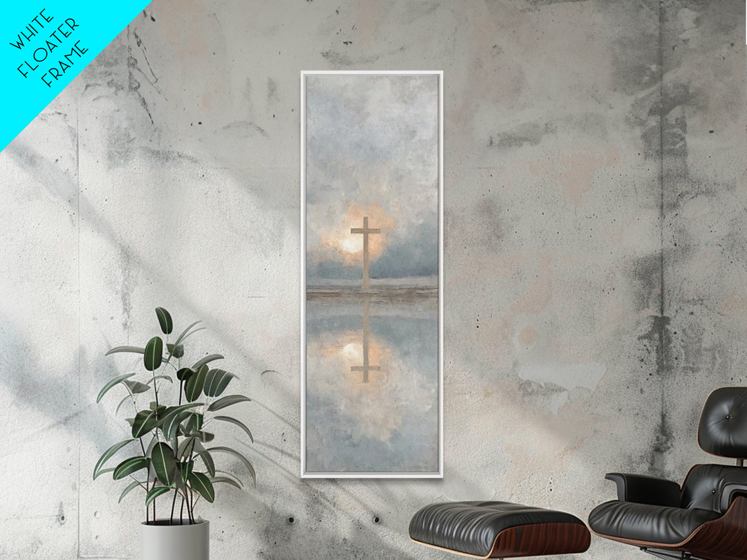 Cross Of Morning | Framed Canvas Print | Christian Wall Art | Christian Art Canvas | Tall Skinny Art Print | Christian Art | Christmas Art