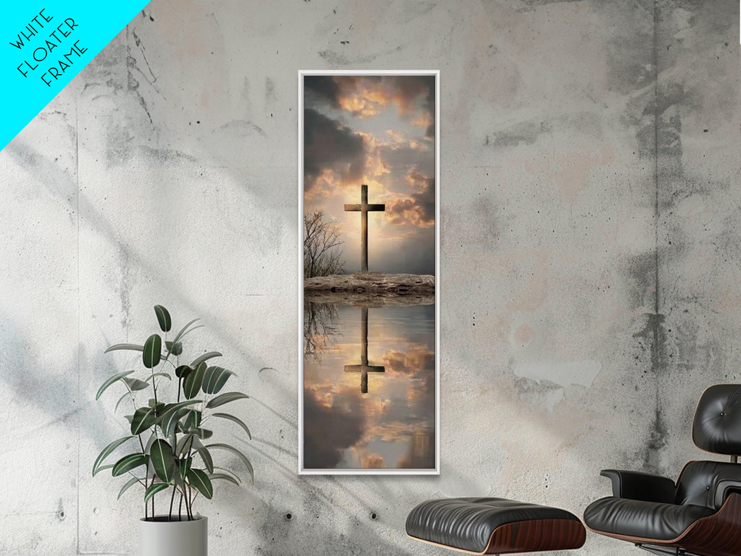 Cross Of The Horizon – Framed Canvas Print – Christian Wall Art – Christian Art Canvas – Skinny Art – Christian Christmas Art – Christmas A